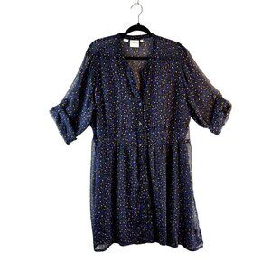 Junarose Mini Dress Smock Sz20 Hearts Purple Pink Sweetheart 3/4 Sleeve Roll Tab